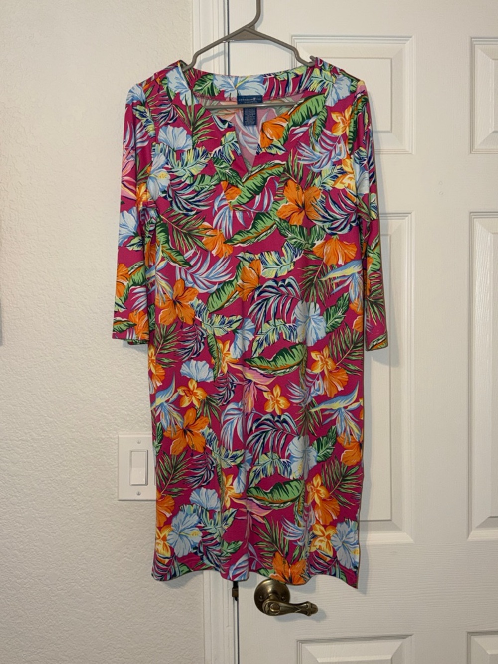Caribbean Joe Pink Tropical Floral Midi Dress